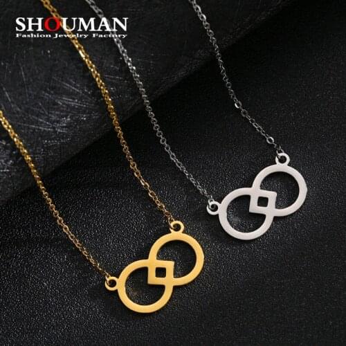 SHOUMAN Not Fade Stainless Steel Two Heart Infinity Symbol Pendant Necklace High Polished for Women Girls Fashion Jewelry