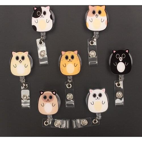 Creative The Cute Oval Cat Style Retractable Badge Reel For Nurse&Doctor Card Holder Office&Hospital Supplies Boy&Girl Name Card