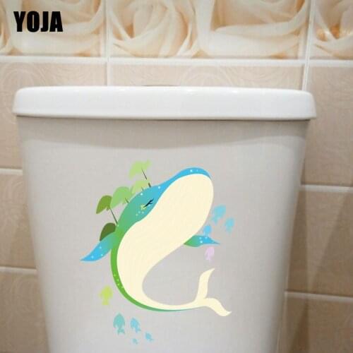 YOJA 21.3*23.6CM Lovely Whale Toilet Decal Wall Sticker BedRoom Home Decor Cartoon Pattern T3-0926
