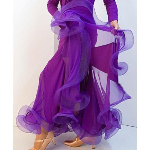 Women Girls Ballroom Dance Skirt Long Swing Modern Standard Waltz Competition Dance Dress Belly Dance Latin Tango Skirts blue