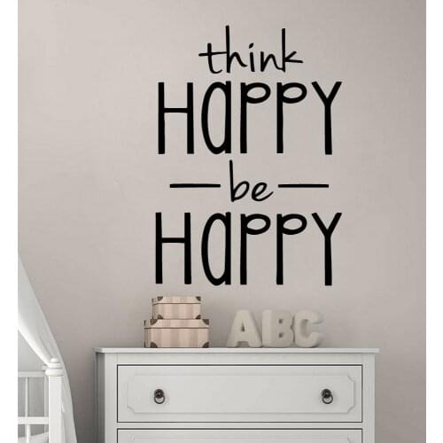 Funny Quote Thinking Happy be Happy Wall Sticker Vinyl Art Home Decor For Kids Rooms Decoration Decoration Accessories Murals