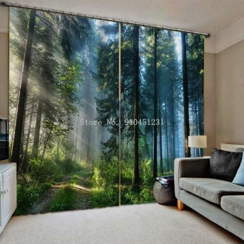 Green forest curtains 3D Blackout Curtains Living Room Bedroom Hotel Window curtains sun