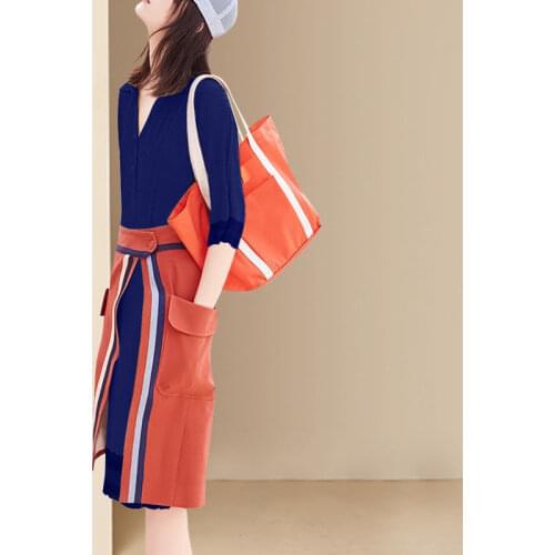 European Station V-neck Dress Women 2020 New Western Style Mid-length Slim Slim Fashion Suit