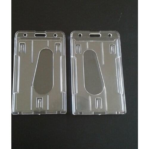 1PC Double Card Acrylic Plastic ID Badge Card Holder for Bank credit cards Protector Cardholder Id Card Cover drop shipping