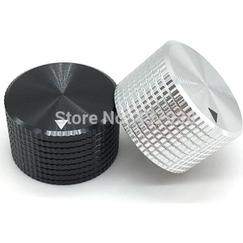1pcs Silver Black Aluminum Alloy Potentiometer Amplifier knob Switch Cap 25MM * 16MM hole 6MM Hexagon Socket Screw