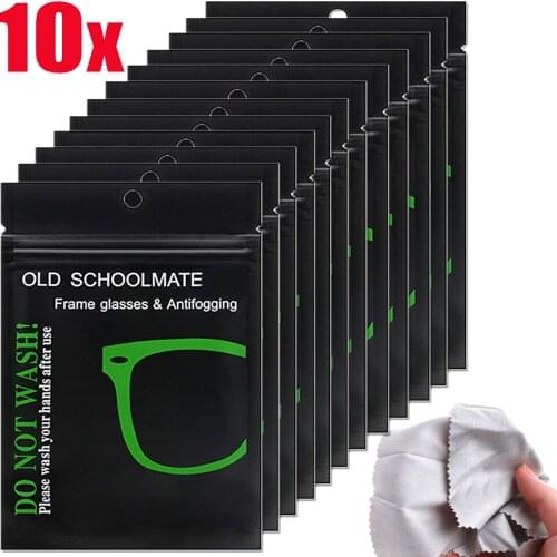 10Packs Reusable Anti-Fog Wipes Suede Glasses Pre-moistened Antifog Lens Cloth Defogger Eyeglass Wipe Glasses Prevent Fogging