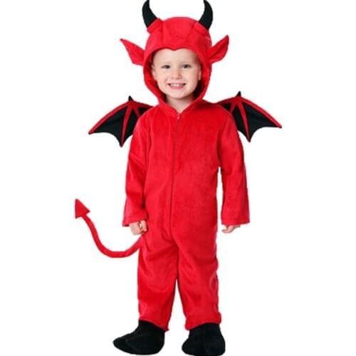 2021 Red Bat Demon Costume Cosplay Children Halloween Costume for Kids