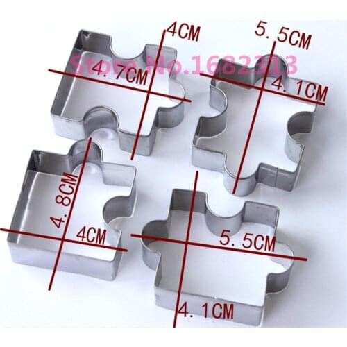 4 Pcs Puzzle Shape Stainless Steel Cookie Cutter Set DIY Biscuit Mold Kitchen Tools Dessert Bakeware ma