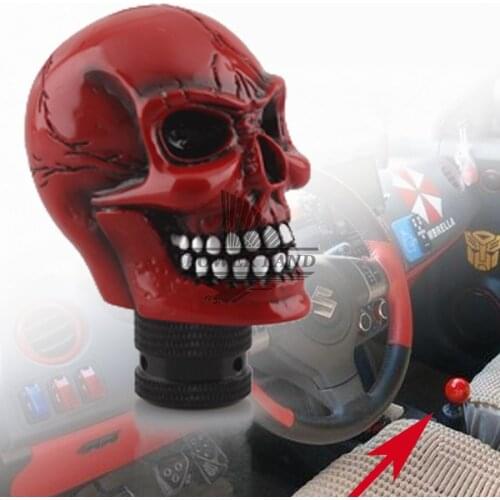 Car Styling Modified Gear Shift Knob Auto Gear Racing Manual Auto Red Skull Head Shift Knob Shifter Lever Resin Universal Fit