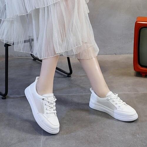 White shoes womens summer net shoes 2021 new womens shoes sports shoes breathable all-match casual lazy single shoes