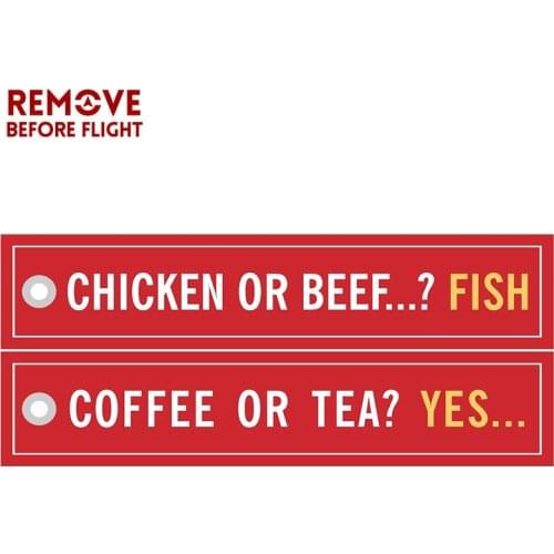 Coffee or Tea YES Keychains for Cars Embroidery Chicken or Beef Fish Key Chain Bijoux Gifts Tag Porte Clef Aviation Key Chains