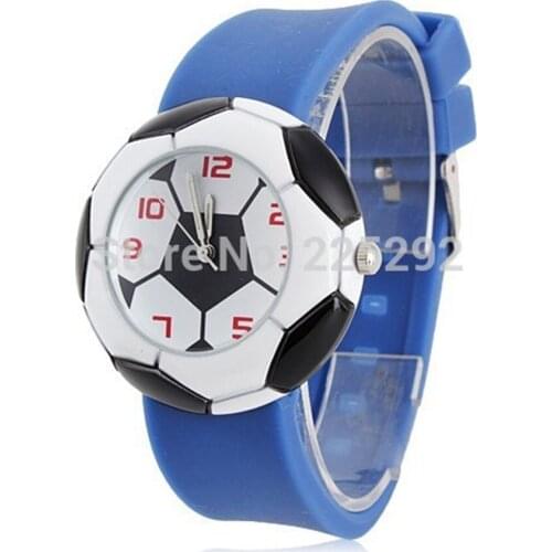 By DHL 100pcs/lot wholesales hot sales 3 colors fashion child students gifts football clock watch silicone quartz wristwatch