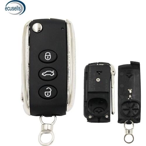 For Bentley 3 Buttons Modified Folding Flip Blank Fob Key Case Remote Smart Key Shell