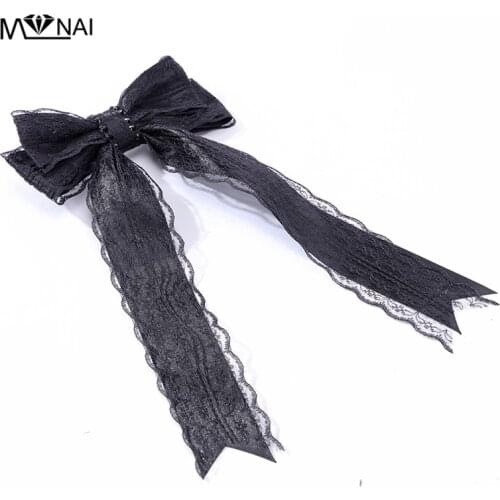 Hair Accessories Hair Clips Bowknot Lace Black Gothic Hair Clip For Girls Elegant Fairy Hairpins Halloween Party