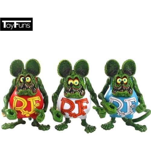 12cm 3pcs Anime Animal Crazy Mouse Rat Fink Movable PVC Action Figure Collection Model Toys Christmas Kids Gifts Brinquedos