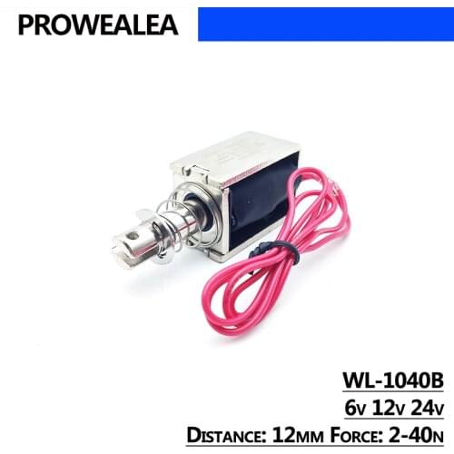 Solenoid Electromagnet Push Pull Type WL-1040B 6V 12V 24V Thrust Force 2-40N 12mm Open Frame Linear Electric Magnet