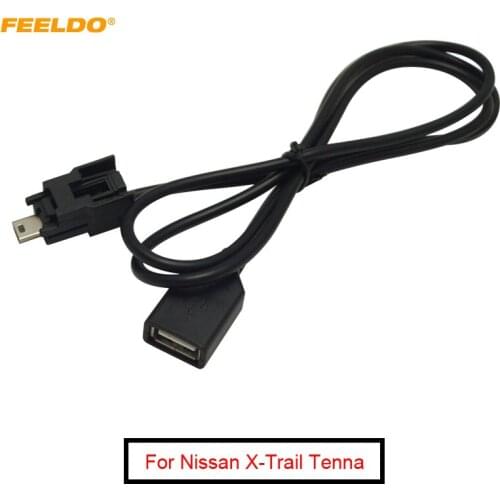 FEELDO 5Pcs Car Audio Radio USB to Mini USB Port Switch Cable Adapter for Nissan X-Trail Tenna Bluebird Sylphy #FD5661