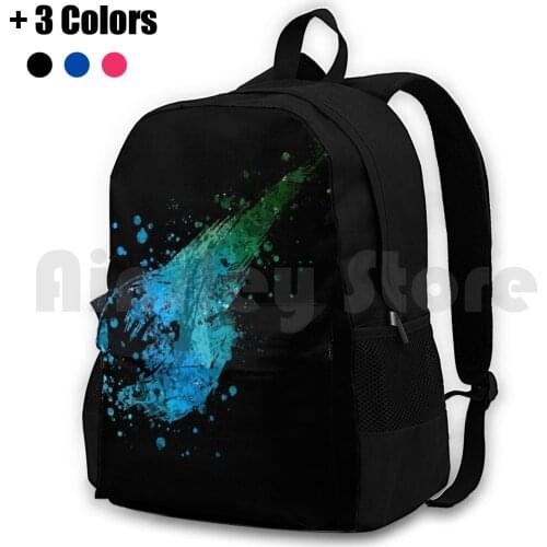 Final Fantasy Splatter Outdoor Hiking Backpack Riding Climbing Sports Bag Final Fantasy Splatter Blue Meteor Meteorite Splat