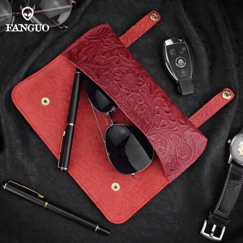 Luxury Genuine Leather Sunglasses Bag Handmade Cowhide Eyeglasses Display Box Portable Storage Soft Glasses Holder Case