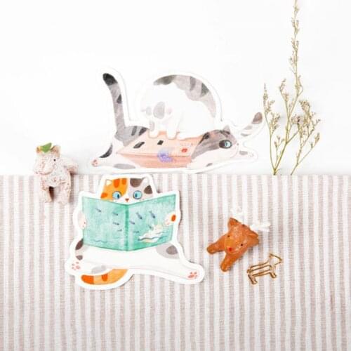 H4GA Postcard Hand-Painted Cat Shape Cat Backyard Cute Hand-Painted Graffiti Style Small Fresh Cute Animal Shaped Card