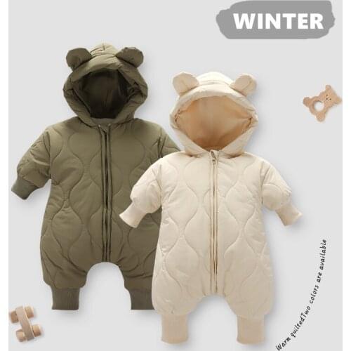 2021 Winter Newborn Baby Overalls Romper Infant Boys Girls Clothes Toddler Child Kids Warm Jumpsuit Hooded Outfits Snowsuit Coat
