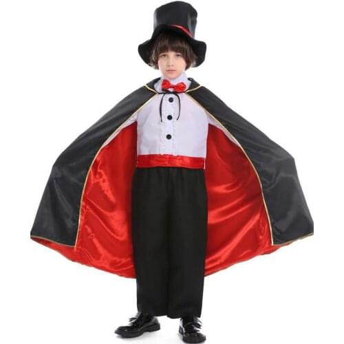 Boys Halloween Magician Costumes Kids Children Circus Magic Robe Cosplay Carnival Purim Parade Stage Play Masquerade Party Dress