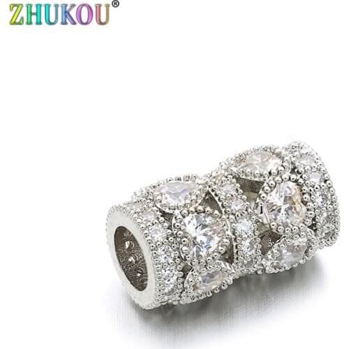 8*14mm Brass Cubic Zirconia Round-brilliant-shape for DIY Jewelry Accessories, Hole: 4.5mm, Mixed Color, Model: VW16