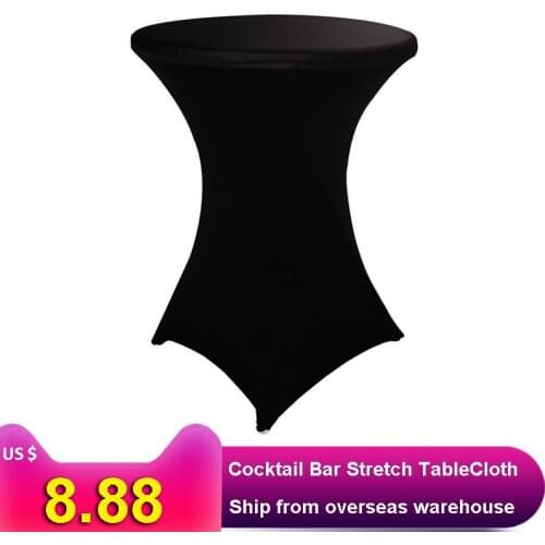 Black 60cm/70cm/80cm Diameter x 110cm height Spandex Lycra Wedding Party Table Covers Round for Plastic Folding High Top tables