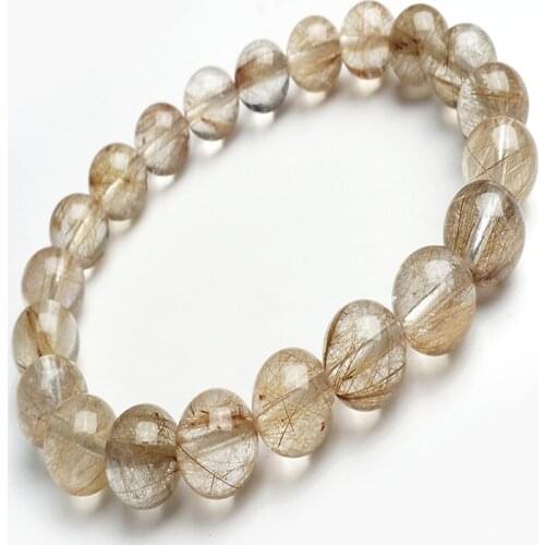 10mm Genuine Natural Silver Hair Rutilated Quartz Crystal Round Beads Jewelry Stretch Charm Bracelet Free Shipping Just One