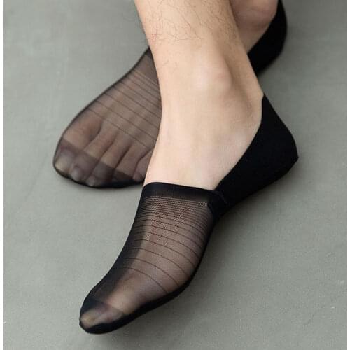 Summer Breathable Boat Socks Fashion Mesh Socks Men Ice Silk Silicone Non-slip Lightweight Comfortable Invisible Sock