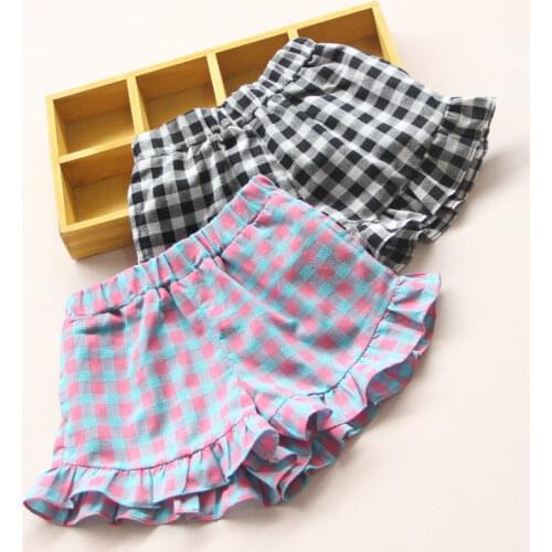 Summer cool shorts new baby kids girls shorts cotton fashion plaid Shorts baby girls children casual loose beach shorts P4 113