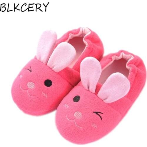 Fashion Brand Toddler Girl Slippers for Baby Loafers Plush Warm Cartoon Rose Bunny Children Home Shoes Little Kid House Footwear