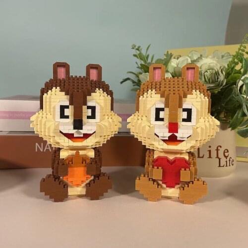 Disney cartoon figures Chipmunk brother micro diamond blocks Chip Dale nanobrick squirrel building brick toy for kids gifts