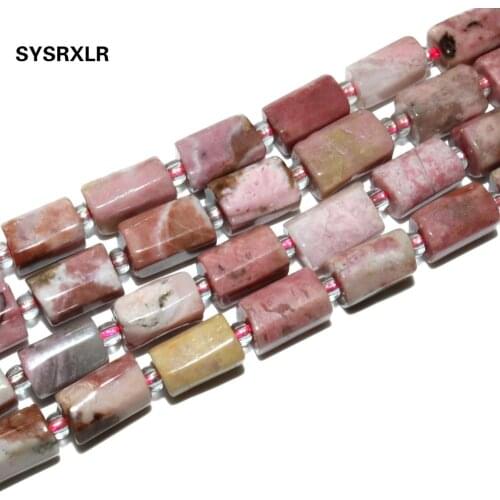 Natural Faceted Red Rhodochrosite Stone Beads Cylinder Spacer Beads For Jewelry Charm DIY Making Bracelet Necklace Accessories