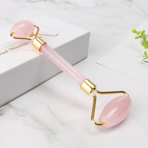 Natural Rose Quartz Jade Roller Facial Body Massager Roller Jade Stone Gua sha Board Scraper Face Lifting Beauty Massage Tool