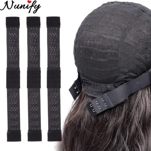 Nunify Adjustable Non Slip Elastic Band For Wigs With Removable Hooks 2.5Cm 3.5Cm Wig Band For Hold The Wigs Black Hair Band