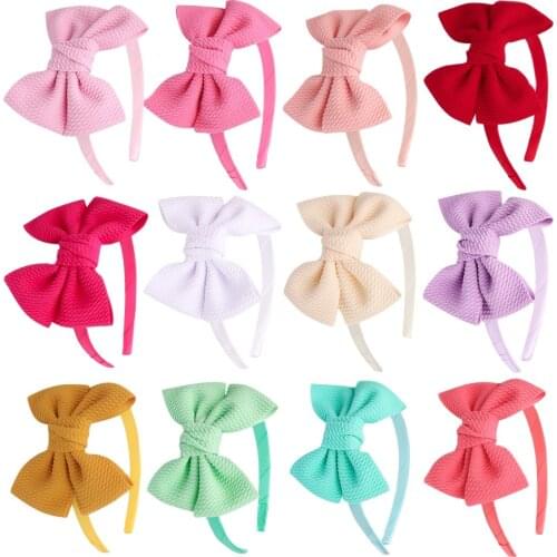 XIMA 12pcs/lot Bow Design Hairband Childrens 5.5''Hair Bows for Party Headband Handmade Solid Hair Accessories Kids Headhoop