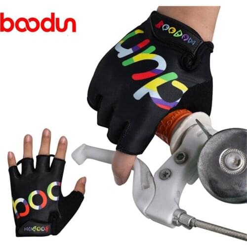 Boodun Lycra Mitten Cycling Gloves for Children Kids Bicycle Skating Gloves Sports Half Finger Anti Skid Gel Gloves S M L