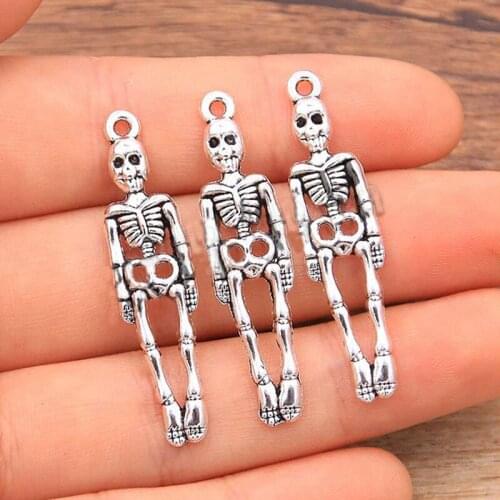 20Pcs/lot Antique Silver DIY Jewelry Making Skeleton Body Skull Charms Pendant