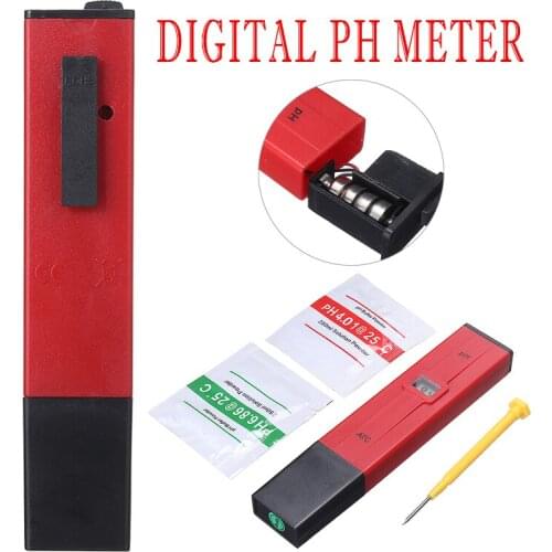 Digital PH Meter Tester Portable 0.0-14.0PH Test Pen Fit for Water Pool Aquarium Wine Hydroponic Recorder Analyzer Tools