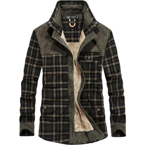 Tactical Shirt For Men Military Combat Cardigan Thick Fleece Warm Long Sleeve Plaid Shirts Outdoor Sports Fishing Hiking Clothes