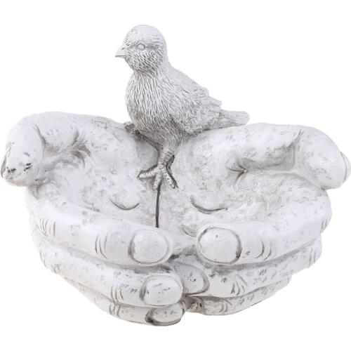 Hand Shaped Bird Feeder Resin Garden Statue Sculpture Outdoor Decorations for Patio Porch Pathway Yard Ornaments