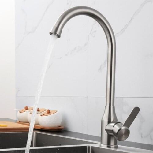 Kitchen Sink Faucet 304 Stainless Steel Brushed Deck Mounted Creative Cold Hot Water Saving Taps Mixer Kitchen Faucets