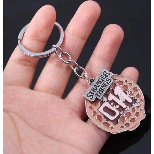 Stranger Things Letter Logo Keychain Waffles Pendant Handstamped Alphabet Light Wall Monster Charms Key Chains Keyring Jewelry