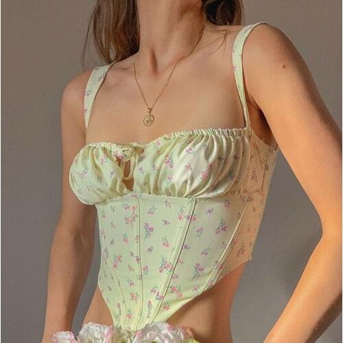 Womens Top Floral Summer Patchwork Lace Sexy Sleeveless Youth Casual Camisole Low Cut Tops Backless Bodycon Beach Vest