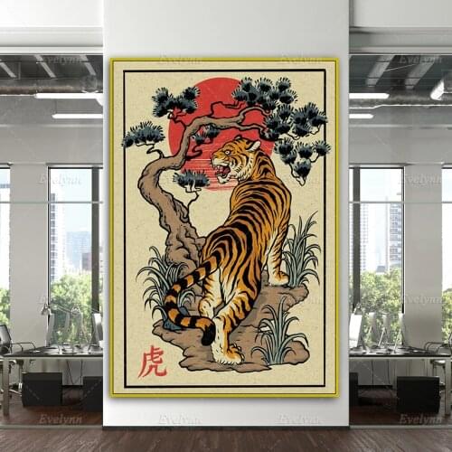 Vintage Tiger Poster And Print Nordic Abstract Wall Art Canvas Painting Modern Modular Pictures For Living Room Home Decor Frame