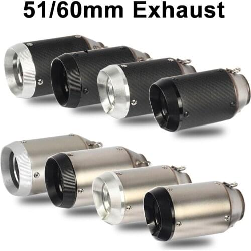 51mm/60mm Motorcycle Exhaust Pipe Carbon Fiber Exhaust for Pitbike Motorcycle Exhaust Tube for Benelli Trk 502 S1000rr FZ6 R3
