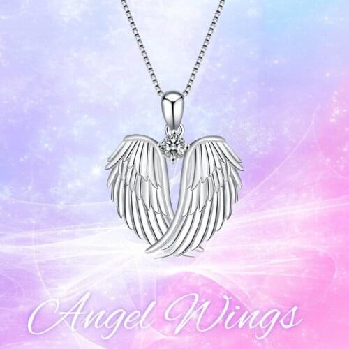 Fashion Crystal Angel Wing Pendant Necklace for Women Silver Color Womens Neck Chain Vintage Collar Korean Trendy collier gift