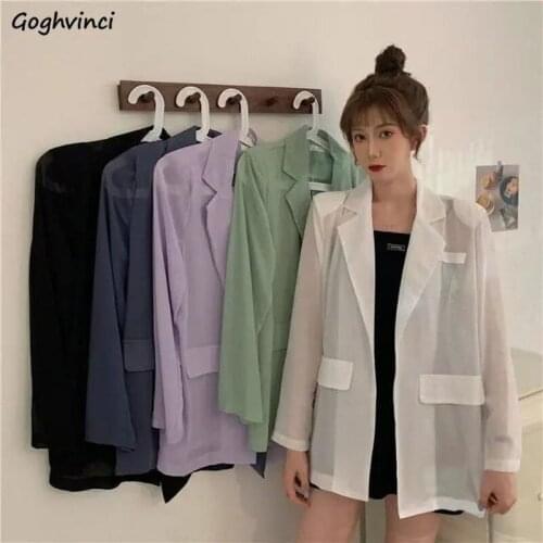 Blazers Women Summer Korean New Thin Loose Long Sun-proof All-match Fashion Streetwear Solid Outwear Mujer Translucent Clothes