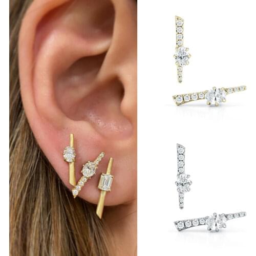 CRMYA Unique Silver Gold Filled CZ Stud Earrings For Women Cubic Zirconia Pendientes Boho Luxury Fashion Jewelry